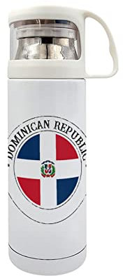 Taza de viaje aislada al vacío con la bandera de República Dominicana, botella de agua, termo para deportes, fitness, camping, regalo, 14 onzas