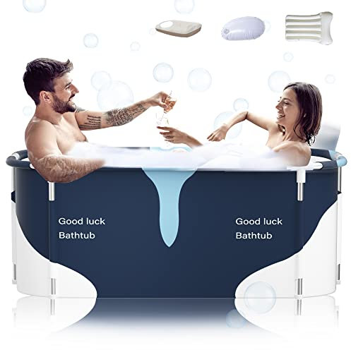 Bañera plegable portátil de 140 cm con marco de metal, bañera familiar grande para adultos, cambio eficiente de bañera caliente y fría 140cmX60cmX55cm (estilo de leche con marco de metal)