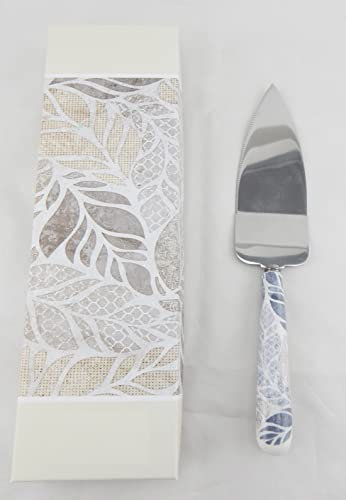 Digiglio Bomboniere Bomboniera Paletta Torta Decoro Foglie Jungle Porcellana e Metallo con Astuccio