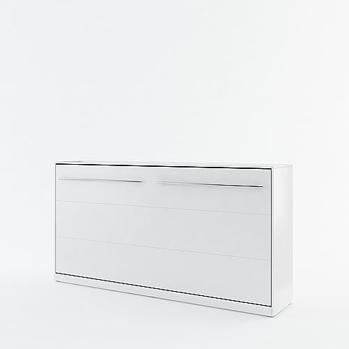 Lenart Schrankbett - Wandbett Concept Pro CP06 90x200 cm - Schrankklappbett Horizontal - Schrank mit integriertem Klappbett - Funktionsbett (Weiß Matt)