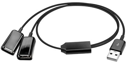 GINTOOYUN USB2.0 1 to 2 Splitter USB 2.0 Male to 2 USB 2.0 Female Hub Power Extension Cable for Laptops,Desktops,Mice,Keyboards,etc(20 Inch) (1 to 2)