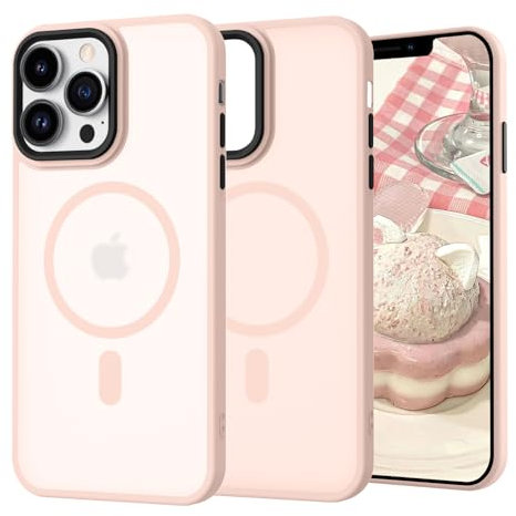 SupVict iPhone 13 Pro Max Case Magnetic, Phone Case iPhone 13 Pro Max Slim Thin Translucent Matte Back, Shockproof Anti-Yellow Military Grade Protective Cover Case for iPhone 13 Pro Max Matte Pink