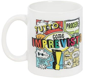O.P.S. - Tazza In Cercamica Personalizzata, Con Frasi Divertenti e Dal Design Accattivante, Adatta Per Forno, Microonde, Lavastoviglie, Capacità 350ml, Formato cm 10hx8x8 - Imprevisto