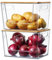 Heyuzb 2 Set Stackable Storage Bins with Bamboo Top - Pantry, Kitchen Counter Organizer Basket for Fruit, Produce, Vegetable (Onion, Potato)