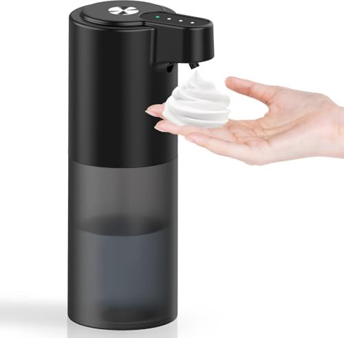 FFZZKJ Seifenspender Automatisch Schaumseifenspender Elektrischer Seifenspender IPX5 Wasserdicht No Touch Sensor Spülmittelspender für Küche/Bad/Krankenhaus/Schule/Büro, USB-C Aufladung, Matt Schwarz