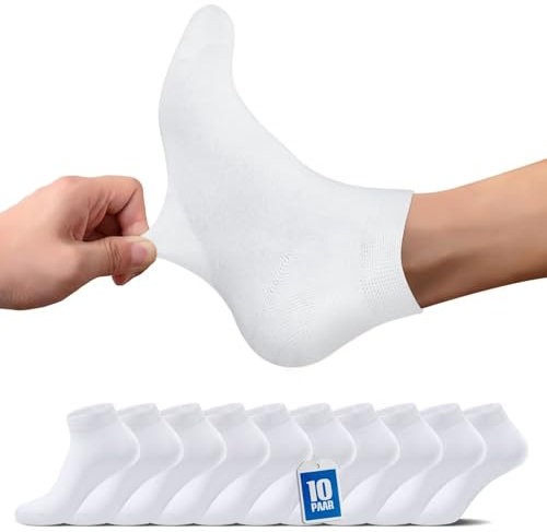 TUUHAW Chaussettes Femme 35-38 Sneakers Blanches Été Basses Invisibles 100% Coton - Lot de 10