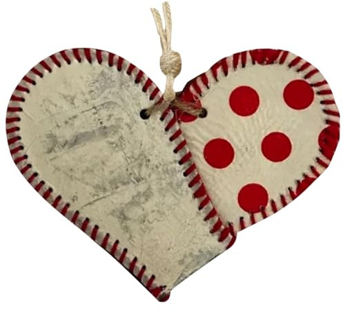 Baseball -Ornament herzförmige Baseball -Anhänger 4.5 '' Leder Vintage Sport Baseball Weihnachten Ornamente Baseball -Fan Geschenke für Papa Freund Mann Typ 2