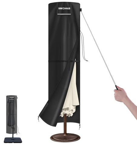 SIMPHAUS Funda Protectora Sombrilla Exterior Funda Sombrilla Playa para Sombrilla Ø 2-4m Fundas Sombrilla Jardin Exterior Impermeable Funda Parasol Terraza de Ø 3m Funda Parasol Jardin 250x65/65cm