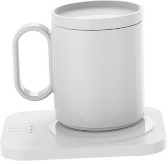 Colcolo Kaffeewärmer und Tassen-Set für den Schreibtisch, elektrischer Getränkewärmer, automatische Abschaltung, Getränketassenwärmer für Geschenke für, Weiß