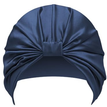 townssilk 100% Mulberry Silk Women's Night Hat, 16 Momme Sleep Cap, Silk Shower Cap, Good for Hair, Protects Hair, Silk Night Hat, Popular, 1 Piece, Navy Blue