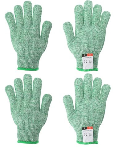 PATIKIL Cut Resistant Gloves, 2 Pair Level 5 Protection Anti Cutting Gloves Cut Proof Gloves for Kitchen Wood Carving Working, Medium, Green