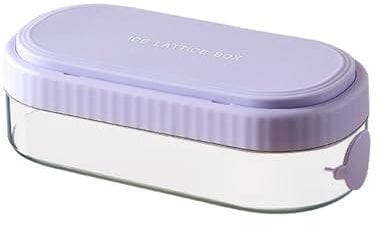 Shienfir Space-Saving Ice Cube Tray Mold for Cocktails with Lid Storage Box Easy-Fill Square Maker Spill-Proof Quick-Release Reusable Cubes Bottles Innovative Purple