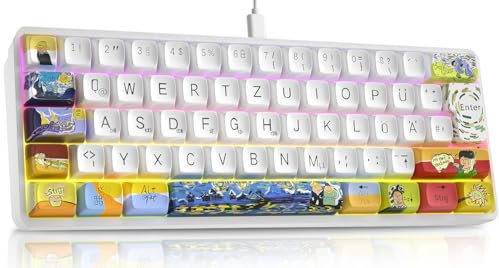 MIHIYIRY Gaming-Tastatur mit 60% Mechanischen Tasten und Red Switch, Miniatur, Anti-Ghosting, USB-C, QWERTZ für PC/Windows/PS5/PS4
