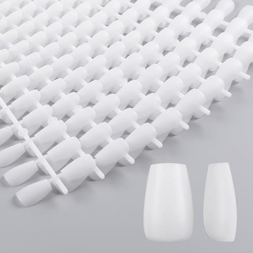 Kawyehu Kurzer Sarg Nagel Tipps 300pcs Full Cover Nagel Tipps Kunstnägel 15 Größe Künstliche Nägel, um auf PMMA-Vorgepackungen für Nagelkunst zu kleben- Weiß