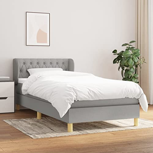 Bulliing Boxspringbett mit Matratze Betten Matratze Bett Mit Matratze Boxspringbett Mit Bettkasten Hellgrau 90x190 cm Stoff - 3127005