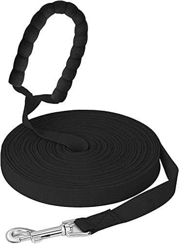 MaiLence Schleppleine 50m für Kleine und Große Hunde, Langlaufleine für Mittelgroße Hunde (Schwarz)