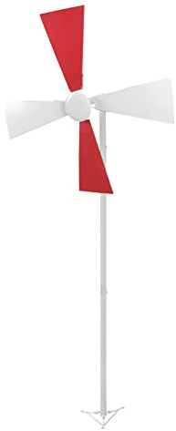 Moulin à Vent de Jardin à Rotation Douce et Résistant aux Intempéries à 360° (rouge blanc)