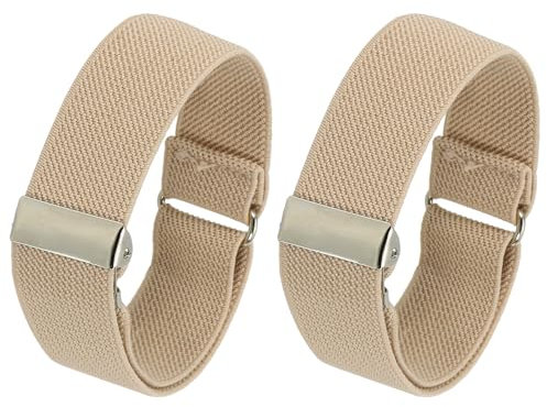PATIKIL Adjustable Arm Bands, 2 Pack/1 Pair Anti-Slip Sleeve Garter Elastic Shirt Sleeve Holders for Men Women, Khaki