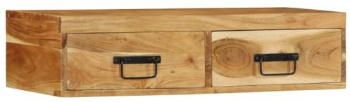 Canditree 80 cm Meuble TV Suspendu avec 2 Tiroirs, Meuble TV Flottant en Bois, Meuble TV Mural (Bois d'acacia Massif)