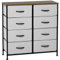 HOMCOM Kommode Sideboard mit 8 klappbaren Stoffschubladen, Schubladenschrank mit Arbeitsplatte, Griff, Mehrzweckschrank mit Kippschutz, für Wohnzimmer Schlafzimmer, Grau