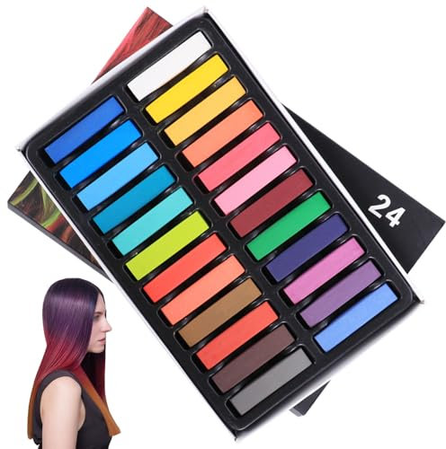 Temporäres Haarfarbstoff 24 Farben sichere Haarkreide für Kinder waschbarer temporärer Haarfarbe farbenfrohe Geschenke, großartiges Spielzeug für Kinder & Erwachsene Halloween Carnival Cosplay Party