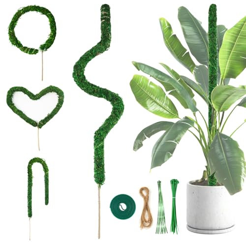 Yanghad Bastone per Piante Rampicanti, 110cm Palo Muschiato Monstera, Tutore Piante Rampicant, Tutore Muschiato per Monstera, Bastone di Muschio con Accessori