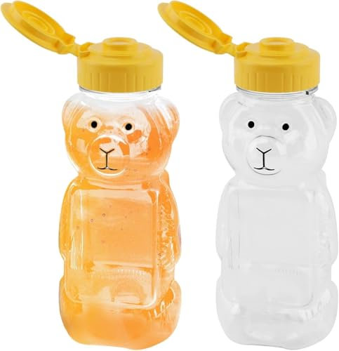 VIDSTW 2 Stück 350 Ml Bär Honigspender Transparent Squeeze Flasche Honigglas Quetschflasche Honiggläser mit Klappdeckel Sirup Spender Marmeladengläser Klein Saucenflasche Einmachgläser