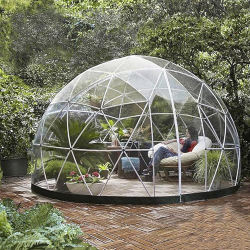 ELIKBH 12 * 7,2 Fuß Gartenzelt, PVC-Blasenzelt für 4–8 Personen, durchsichtige Campinghütte, durchsichtiges Gartenhaus-Campingzelt, mit 2 * 10 m Lichterketten, für Familienpartys im Garten