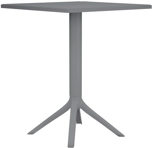 CLP Tisch Nuvela 60 x 60 cm | Wetterfester Gartentisch mit UV-beständiger Oberfläche | Eckiger Balkontisch aus Polypropylen, Farbe:dunkelgrau