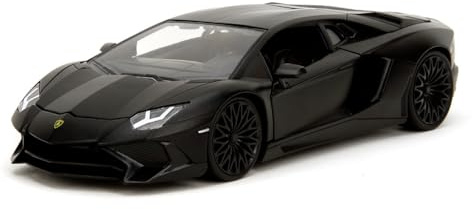 Fast & Furious JADA Toys SHAW'S LAMBORGHINI AVENTADOR 1:24 die-cast model car, toys for kids and adults, collect and play vehicle, Black