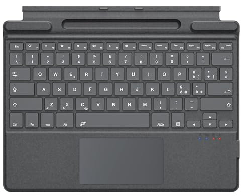 TiMOVO Tastiera Italiana Compatibile con Microsoft Surface Pro 11/10/9/8/X, Tastiera QWERTY con Trackpad e Portapenna, Grigio