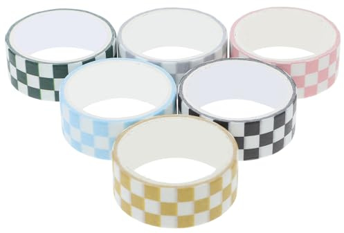 Alipis Dekoratives Selbstgemacht Klebeband 6 Rollen für Scrapbooking Kariertes Selbstklebendes Washi Tape Zufällige Farbe Zufälliger Stil Geeignet für Glatte Oberflächen für Postkarten