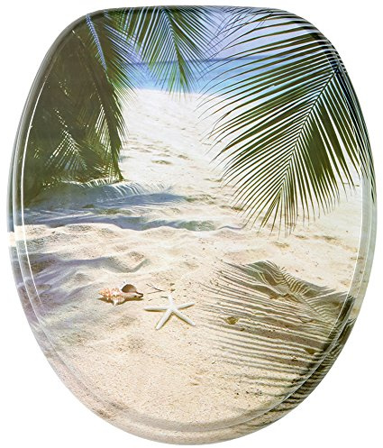 Sanilo WC Sitz ohne Absenkautomatik, hochwertiger Toilettendeckel, einfache Montage, stabile Scharniere, Beach