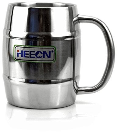 HEECN® Verre a bierre inox - Chope à bière metal - Chope double paroi inox - Tasse métal 40cl Hess-003