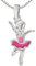 Clever Schmuck - set ciondolo in argento a forma di piccola ballerina 16 mm fucsia e Rosa laccato e catena Venezia 38 cm in argento 925 per bambini, con custodia