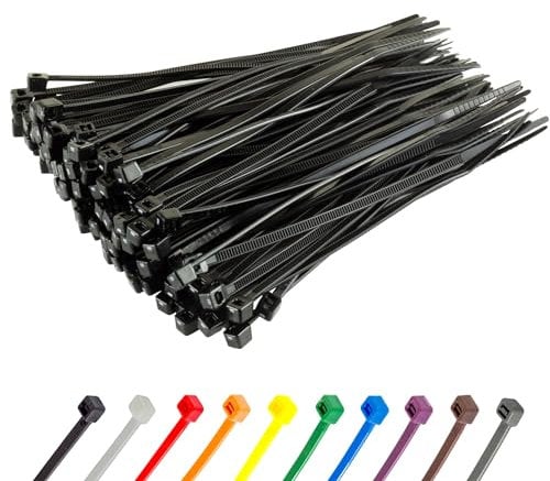 Gocableties - Collier de Serrage en Nylon - 200 mm x 4,8 mm - Noir - Attache Câble Résistant aux UV - Serre-Câbles - Lot de 100 Pièces