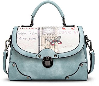 NICOLE&DORIS Damen Handtaschen Tote Umhängetasche Schultertaschen Henkeltaschen Tasche Crossbody Bag Multifunktion Wasserdicht Dauerhaft PU Blau