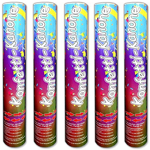 HAC24 5er Set Konfettibombe 40cm Konfettikanone Konfetti Popper Shooter Kanone bunt
