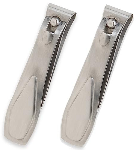 Refine Wide Straight Cut Jaw Toenail Clipper, Silver, 2 Count