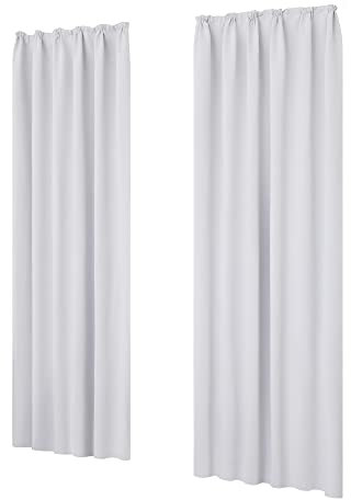 Deconovo Vorhang Blickdicht Dicke Gardinen Lärmschutz mit Kräuselband Winter, 200x140 cm(HöhexBreite), Silber Grau, 2er Set