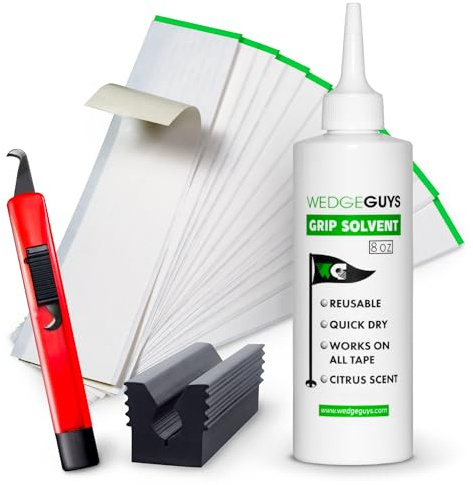 Wedge Guys Golf Grip Kits for Regripping Golf Clubs - Professional Quality - Options Include Hook Blade, 15 or 30 Grip Tape Strips, 5 or 8 oz Grip Solvent & Rubber Vise Clamp