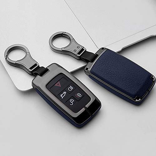 ontto 1 Stück Autoschlüssel Hülle für Land Rover Range Rover Sport Evoque Velar Discovery 5 Jaguar E-Pace 2018 2019 Zinklegierung Auto Schlüsselhülle Schlüsselanhänger Schlüsselschutz-Schwarz Blau