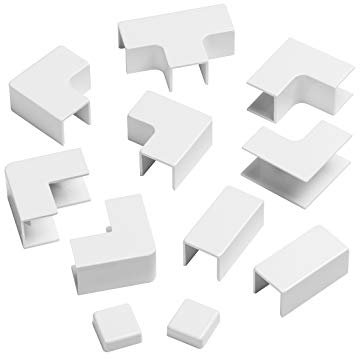D-Line DLFSA2-AP Vierkant-Kabelhalter zum Verbinden mehrerer Kabelkanalprofile, 11-teiliges Kabelmanagement, Weiß, 25 x 16 mm, Zubehör im Multipack