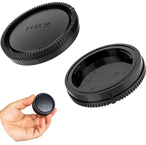 Objektivdeckel Set, mit Gehäusedeckel und Objektivrückdeckel, Schwarz, Hartplastik, kompatibel mit Sony A NEX-Modellen mit E Mount System, Schutzdeckel Kamera, Gehäuse Objektiv Deckel Rückseite Set