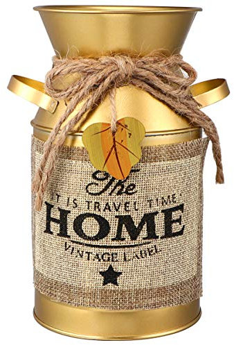 VICASKY Vase Doré Forme Pot Lait Seau à Fleurs Créatif pour Intérieur Maison Et Magasin