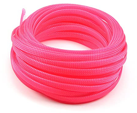 Bettomshin 1Pc 32.8Ft(10m) Cable Management Sleeve, 1/4(6mm) Width PET Pink Cord Protector, Wire Loom Tube Insulated Split Sleeving for USB Cable Power Cord Organizer Video Cable Hider