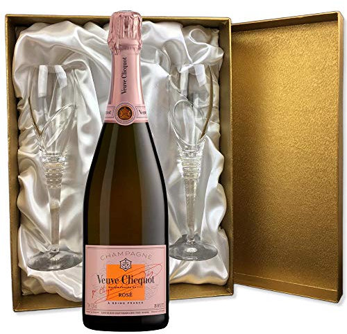 Veuve Clicquot Rose Champagne in Gold Presentation Set With Flutes 75cl 12.5% abv