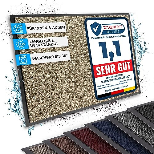 casa pura Fußmatte Innen und Außen - Schmutzfangmatte für Haustür Eingangsbereiche - Fußabtreter Sauberlaufmatte Türvorleger, Bodenmatte für Outdoor rutschfest, waschbar - beige - meliert - 120x300cm