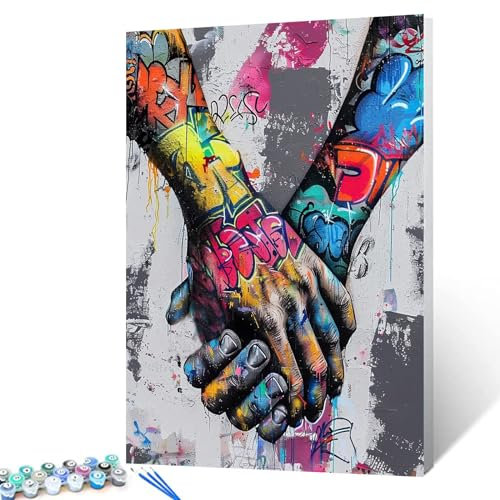 Tucocoo Graffiti-Ölgemälde für Erwachsene, Motiv: Paar, Händchenhaltend, 40,6 x 50,8 cm