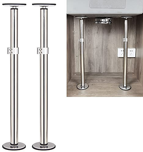 TYESTAND ST-2 Soportes Para Fregadero Bajo Montaje,Ajustable Soporte De Acero Inoxidable Para Fregadero Bajo Encimera,Sistema De Instalación Y Reparación Para Fregadero De Cocina (41-75cm(16'-29.5'))